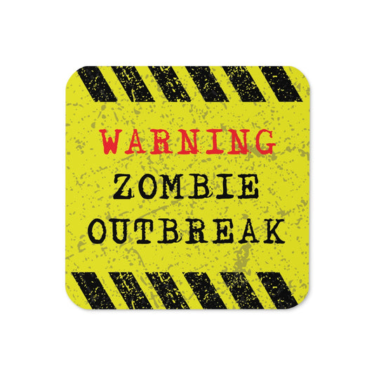 Warning Zombie Outbreak Cork-back Coaster - Shock Emporium